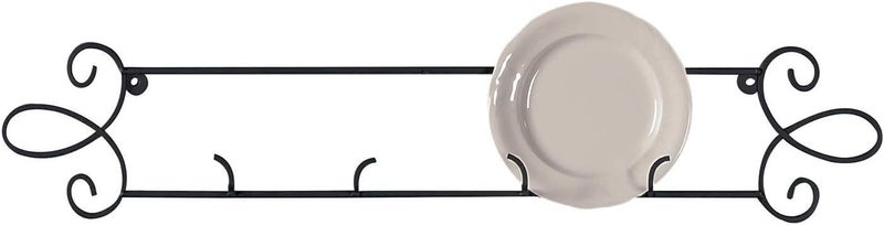 Tripar Horizontal Plate Rack, Black Display (2 Place) - Durable & Sturdy Metal Finish with Scroll Designs - Beautifully Showcase Special Plates, Tiles, Artwork, & More - Part of Augusta Collection - Image 1